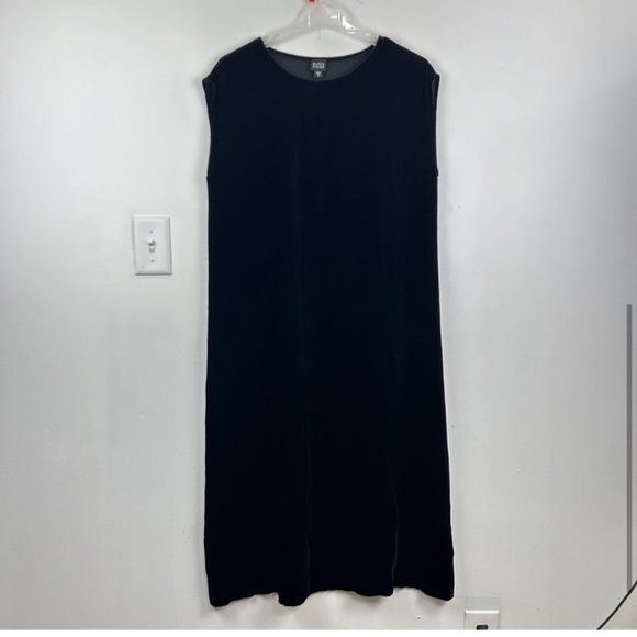 Eileen Fisher Velvet Silk Blend Maxi Dress Deep Blue/Black Medium - Picture 1 of 5